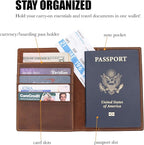 WANDERINGS Leather Travel Wallet with Passport Holder - 5.5" x 4" - Genuine Leather Case with RFID Blocking for Men and Women - Folding Wallet for Passports