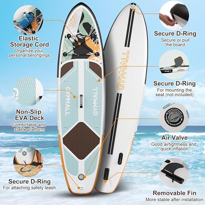 Paddle Board, Inflatable Stand Up SUP Paddle Boards for Adults & Youths of All Skill Levels, Wide & Non-Slip Deck Design Blow Up Paddleboards with Premium Accessories & Storage Bag