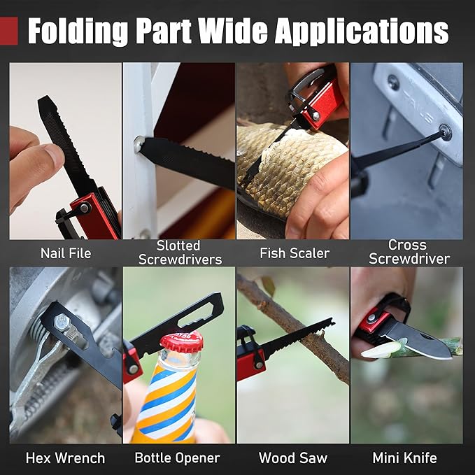 14-In-1 Multitool Camping Hammer - Survival Gear with Axe, Knife, Screwdriver, Pleirs, Saw, Bottle Opener and More -Portable Outdoor Tool Gift with Nylon Sheath for Men & Dad