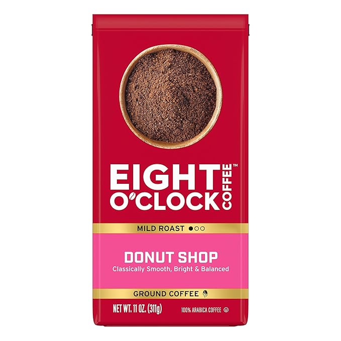Eight O'Clock Coffee Donut Shop Ground Coffee, Light Roast, 11 Ounce (Pack of 1)