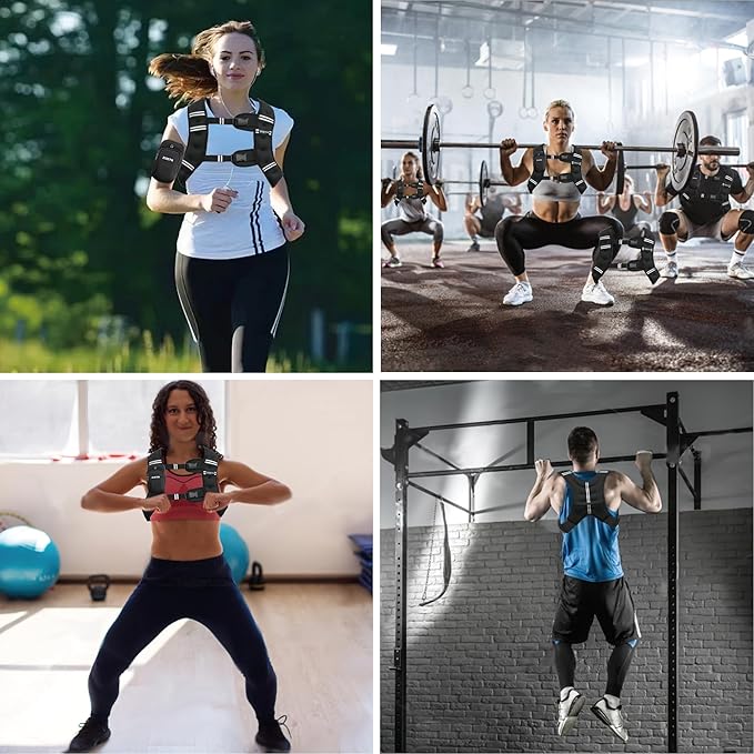 Weighted Vest, 6lb/8lb/12lb/16lb/20lb/25lb/30lb Weight Vest with Reflective Stripe, Weighted Vest for Men Women Workout Equipment for Strength Training, Running, Jogging, Fitness, Weight Loss