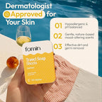 FOMIN - Antibacterial Paper Soap Sheets Tin for Traveling - (100 Sheets) Lemon Portable Travel Hand Soap Sheets, Dissolvable Mini Camping Hand Soap for Hand Washing