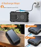 Solar Charger Power Bank, 42800mAh Wireless Portable Charger with USB-C in/Output, QC3.0 Fast Charging 15W 4 Ports Outdoor Battery Pack Built-in LED Flashlight, for iPhone, Galaxy, iPad etc