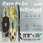 Novelty 11'6" x 35" Inflatable Stand Up Paddle Board with Seat- Stable SUP Board for Adults - Portable Paddleboard for Yoga, Surfing, Fishing - Includes Full Accessories Kit