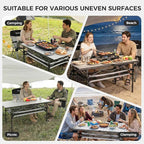 KingCamp Folding Camping Table, Aluminum Roll-Up Camp Table, Large Foldable Table for 6-8 Person, Outdoor Portable Tables with Carry Bag, 180 LBS Heavy Duty Load (Silver+Mesh：53.5" × 27.5")