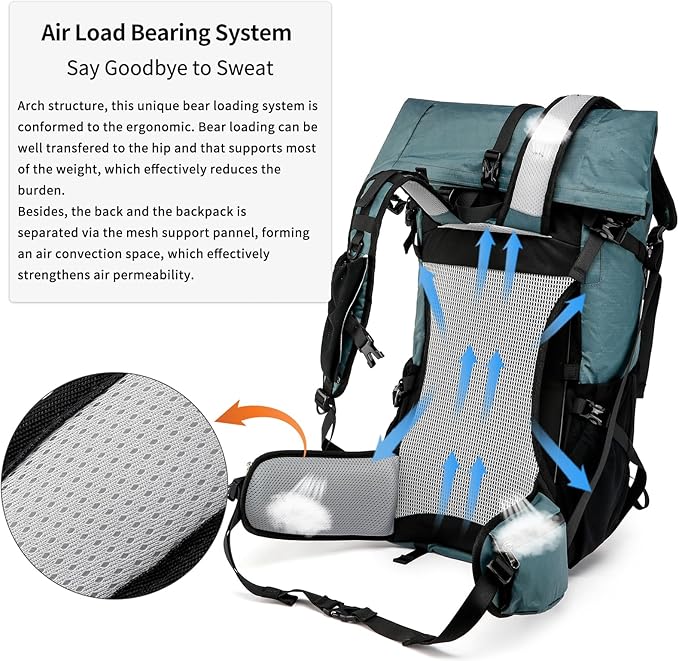 Hiking Backpack,30L +10L Extra Large Capacity Hiking Bag,Internal Frame Camping Backpack,Upgraded X-PAC Lightweight Sport Daypack Travel Backpacks Fit For Mountain Climbing Camping (Grey Green)