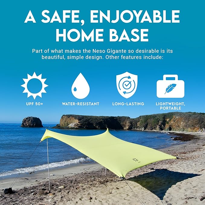 Neso Gigante - Portable Beach Tent - Ideal to Enjoy with Family and Friends - UPF 50+, Water-Resistant, and Lightweight - Lemon, 11' x 11'