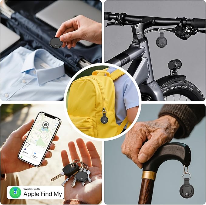 Air Trackers -4 Pack: Bluetooth Tracker Tag, Item Finder Works with Find My App, Trakcer Tag Locator for Your Keys, Wallet, Luggage, Backpack, and More. (Black-4-Dual, 4)