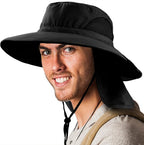 SUN CUBE Wide Brim Sun Hat Men Women, Fishing Hats Sun UV Protection, Mens Hiking Bucket Hat Safari Beach Boonie, UPF 50+
