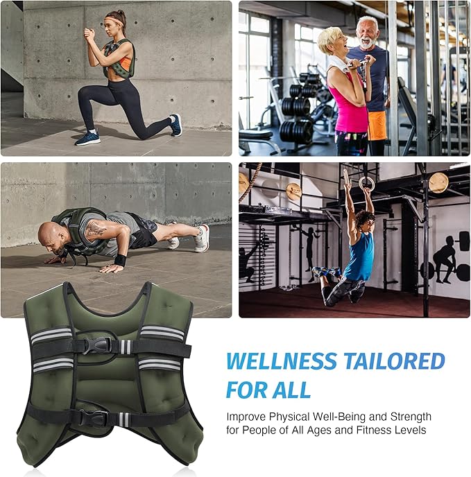 ZELUS Weighted Vest, 6lb/8lb/12lb/16lb/20lb/25lb/30lb Weight Vest with Reflective Stripe for Workout, Strength Training, Running, Fitness, Muscle Building, Weight Loss, Weightlifting