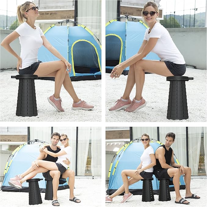 ALEVMOOM Upgraded Folding Stool with Cushion,Portable Collapsible Retractable Stool,Outdoor Chair,Yet More Sturdy Load Capacity 440lbs for Camping Garden Fishing Hiking BBQ with Carry Bag