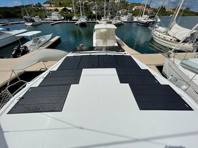 Lensunsolar 150W 12V ETFE Black Flexible Solar Panel, 43.3x28in, PERC 9BB 23.5%+ Efficiency Mono Solar Cells, for Campers, RVs, Boats,Camping, Tent