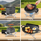 Odoland Portable Camping Stove Butane 1400W Gas Stove Collapsible Backpacking Stove for Indoor Outdoor Cooking Hiking and Picnic