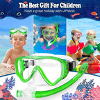 U PHITNIS Kids Snorkel Set for Age 4-14 - Dry Top Snorkeling Gear for Kids Junior & Youth - Childs Diving Mask with Big Eyes for Boys Girls - Anti-Fog Snorkeling Mask and Snorkel Set
