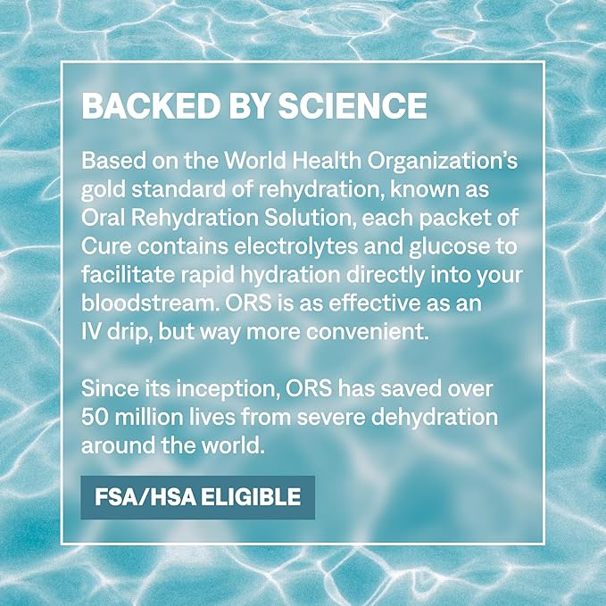 Cure Hydration | Plant-Based Electrolyte Drink Mix | No Added Sugar | FSA-HSA | Dehydration Relief Powder Made with Coconut Water | Non-GMO | Vegan | 28 Packets - Variety Pack