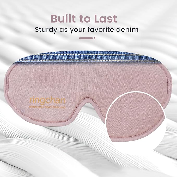 ringchan Sleep Masks for Women Travel or nap, 100% Black Out Eye mask for Sleeping, Comfortable for Eyelashes to Blink, Silky and Soft Against The Skin - Dusty Rose Pink