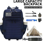 Sparklekle Military Tactical Backpack 45L 3 Day Assault Pack Waterproof Molle Hiking Rucksack for Men and Women (Blue)