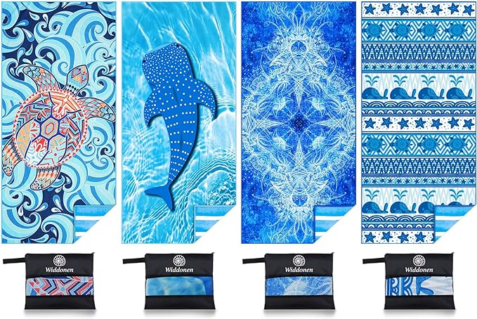 Microfiber Thin Lightweight Beach Towel Sand Free Quick Dry Absorbent Compact Towels for Swimming Pool Camping Beach Accessories Large Easy Pack Travel Things for Vacation Essentials Adult Gift