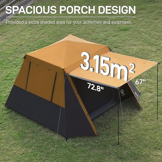 EVER ADVANCED Blackout 6 Person Camping Tent, Instant Cabin Tent for Family with Vestibule and Large Mesh Windows, 60s Easy Setup, Double Layer, Water-Resistant