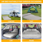 KMZ SUV Air Mattress Thickened and Double-Sided Flocking Travel Camping Bed with 2 Pillows & Electric Pump Dedicated Mobile Cushion Inflatable Bed for SUV Trunk and Rear Seat (Light Gray)