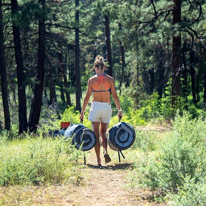 HEST Foamy Camping Mattress Pad - Memory Foam Portable Roll Up Sleeping Cot Mattress for All Adventures - Dual Layer Comfort & Support - No Pump Needed - Water-Resistant Design - Easy Carry Handle