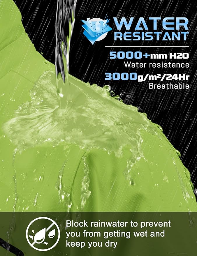 TACVASEN Men's Rain Jacket Lightweight Windbreaker with Hooded Water Resistant Outdoor Raincoat for Hiking Travel Camping