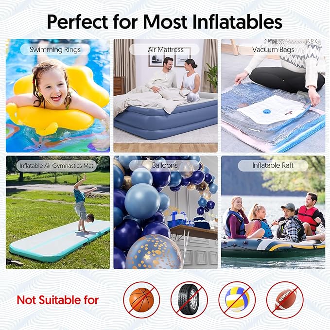 MAACOULD Electric Air Pump for Inflatables: Air Mattress Pump for Pool Floats Boat Balloons for Quick-Fill Inflator/Deflator - 400W 110V AC Inflator for Camping Travel Party Outdoor Home Summer