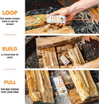 Pull Start Fire Pull String Firestarter | No Matches Required, Fire Starts in Seconds | for Campfires, Grill, Fireplace, BBQ | Lights Wet Wood, Easy to Use, Food Safe and Weather Resistant