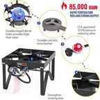 Outdoor Propane Burner Heavy Duty Propane Gas Stoves for Cooking with 10 PSI Regulator and Cast Iron Braided Holes Perfect for Home Brewing, Crawfish Boiler, Turkey Fryer and Seafood Boiler