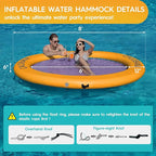 Round Floating Ring Inflatable Water Hammock Heavy Duty River Floats Lake Raft for Adults Tanning Pool Lounger Float Island Platform Pad Mat for Party