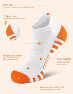 Airacker Ankle Athletic Running Socks Cushioned Breathable Low Cut Sports Tab Socks for Men and Women (6 Pairs)