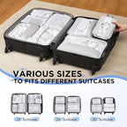 8 Set Compression Packing Cubes for Travel Essentials,Compressible Expandable Packing Cubes for Suitcase,OlarHike Luggage Organizer Bags for Travel,Handy Helper for Organizing Clothes(White Marble)