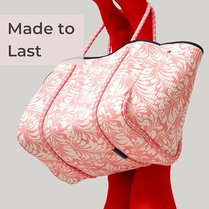 POPUPS Large Neoprene Tote Bag for Women – Stylish Work, Beach, Travel Bag with Pockets, Rope Handles with Zipper Pouch