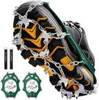 Crampons Ice Cleats Traction Snow Grips for Boots Shoes Women Men Anti Slip 19 Stainless Steel Spikes Safe Protect for Hiking Fishing Walking Climbing Mountaineering