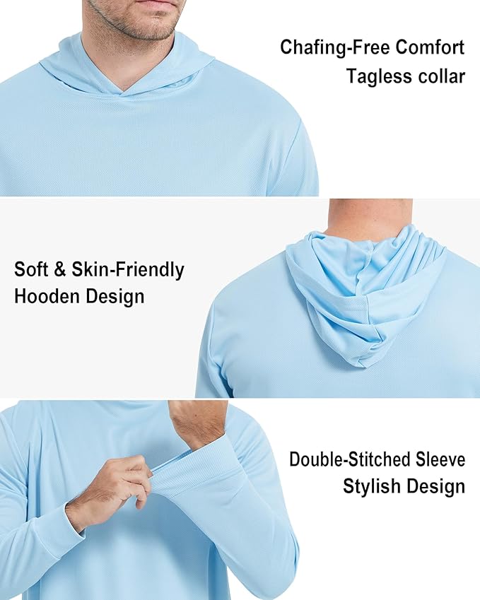 ProtectX High Visibility Sun Protection Lightweight Long Sleeve Hoodie, UPF 50+ Quick-Dry, SPF UV Shirt, Active Wear