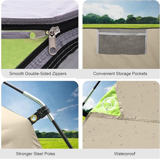 CAMPROS CP Tents for Camping 4 Person Tent Waterproof Windproof Double Layer Camping Tent, Easy Setup Dome Tent with Large Mesh Windows & Wider Door for Outdoor Camping & Hiking