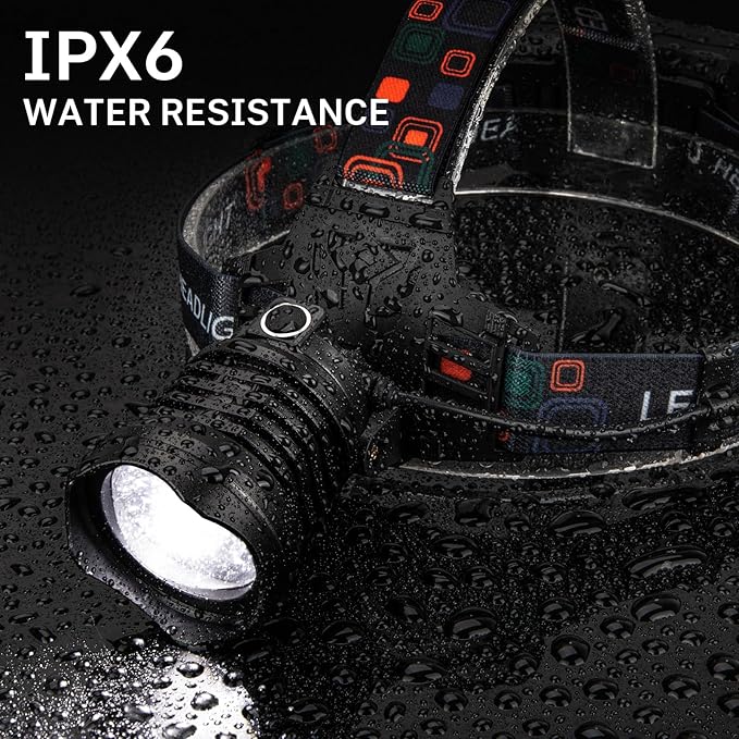 azamine Rechargeable Headlamp Super Bright 99000 Lumens, 2Pack LED Head Lamp with 3 Modes, 90° Adjustable Head Lights for Forehead, IPX6 Waterproof HeadLamps for Adults Camping Hunting Hiking