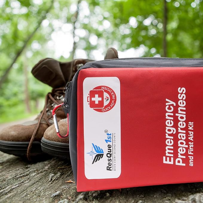 First Aid Kit 180 Piece - Flex Spending Eligible - Professional All-Purpose First Aid and Emergency Kit with Clearly Labeled Resealable Bags for Quick Access - (Red)