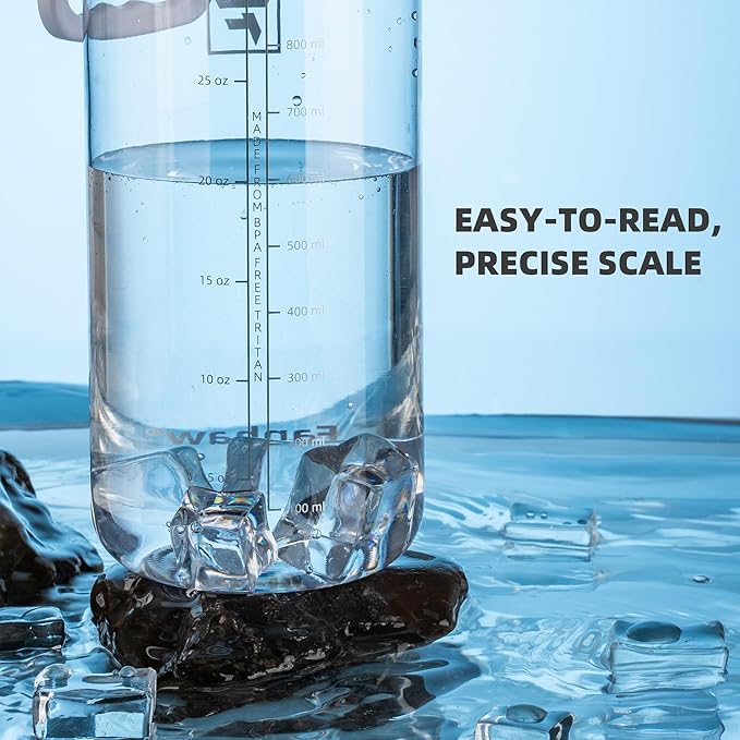 Fanhaw 32 oz Clear Water Bottle with Fast-Flow Spout Lid, BPA-Free Tritan, Wide Mouth, Leakproof, Reusable Bottle for Gym, School, Office, Travel (Clear&White)