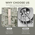 2 in 1 Camping Eating Utensils Set, Reusable Magnetic Camping Utensils Set for Outdoor Grill, Portable Detachable Knife Spork Combo,for Hiking, Backpacking, Picnic, Outdoor Cooking