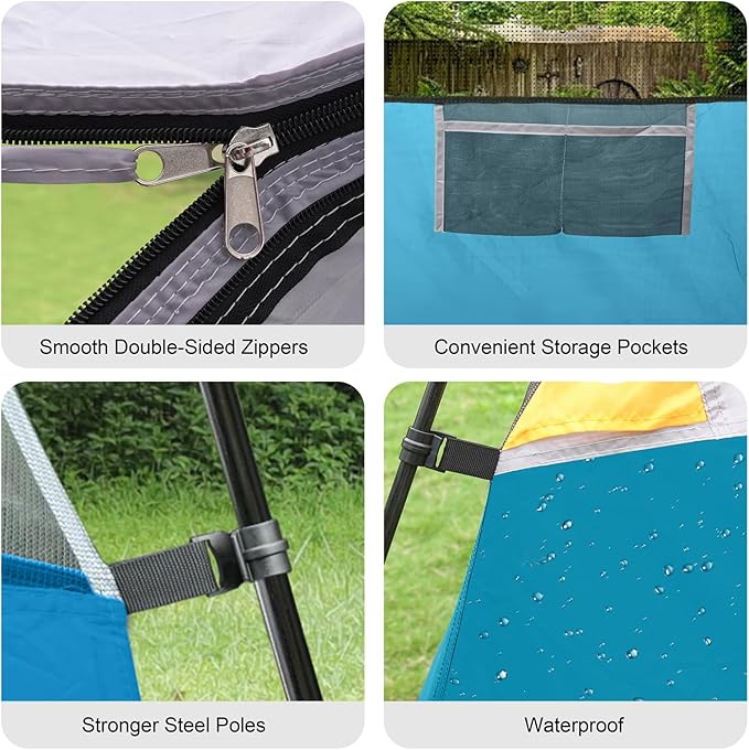 CAMPROS CP Tents for Camping 6 Person Tent Waterproof Windproof Double Layer Family Camping Tent, Easy Setup Dome Tent with Large Mesh Windows & Wider Door for Outdoor Camping & Hiking