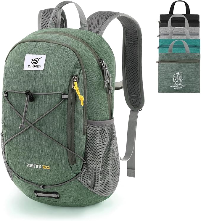 SKYSPER Foldable Small Backpack – 20L Lightweight Hiking Daypack with Chest Belt Packable Travel Rucksack for Women Men