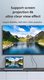 10ft/3m Full Function USB C Fiber Optic Cable, 10Gbps PD 60W Charging USB 3.2 C, Support 2-Lane DP1.4 and 8K 4K@60Hz Audio Video Output for VR, TV, Laptop