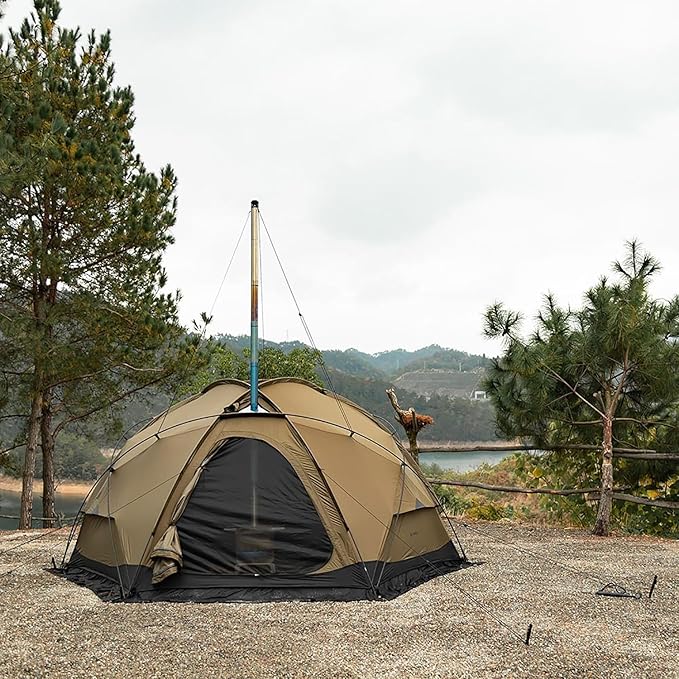 POMOLY Dome Tent Camping Hot Tent, Dome X4 Portable 4 Season Freestanding Tent for 1-2 Person Backpacking, Hiking, Hunting (with a Fireproof Ground Sheet)