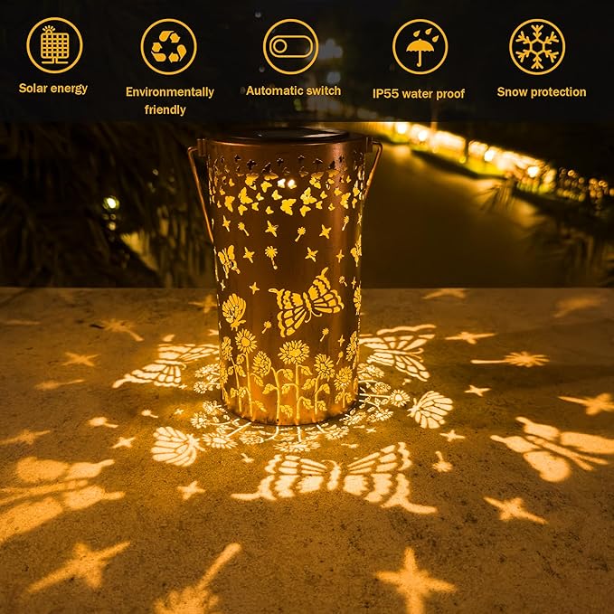 Butterfly Solar Lanterns Outdoor Waterproof, Birthday Gifts for Women Mom Grandma, Hanging Solar Lights for Yard, Patio, Porch, Garden Decor, Christmas Gifts for Her/Him
