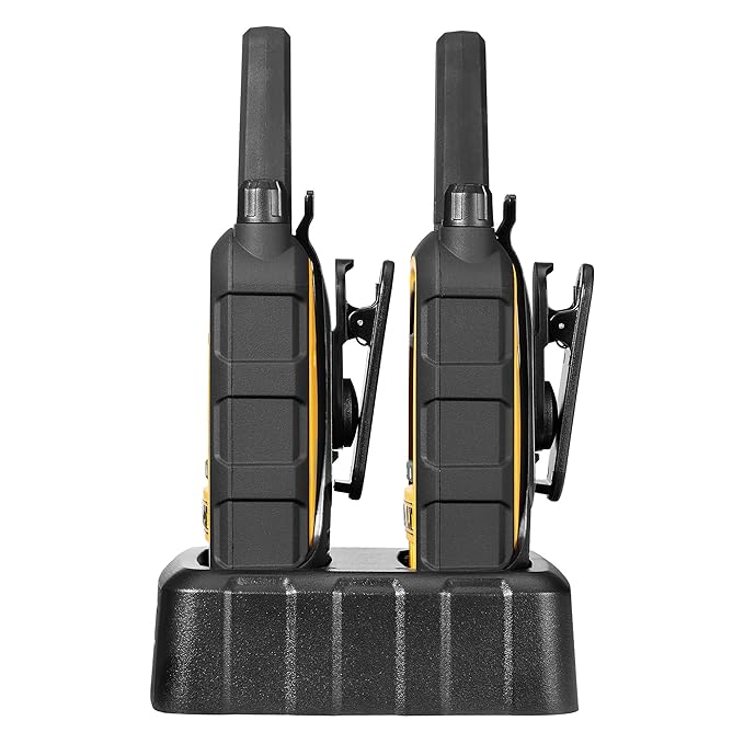 DEWALT DXFRS800 FRS Walkie Talkies Long Range 2 Way Radio, 2 Watt, Waterproof & Rechargeable, 2 Pack