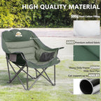 Colegence Oversized XL Padded Camping Chair Wide Heavy Duty Lawn Chairs Support 450 LBS Portable Folding Gaint Plus Camp Chair with Side Pocket Cup Holder for Outdoor Outside Sports Baseball-Green