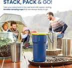 bzyoo Nesting Stainless Steel Camping Cup Set with Hook – 5-in-1 Stackable Durable 9oz Campstack Cup Set for Hiking, Backpacking & Outdoor Adventures (Blue)
