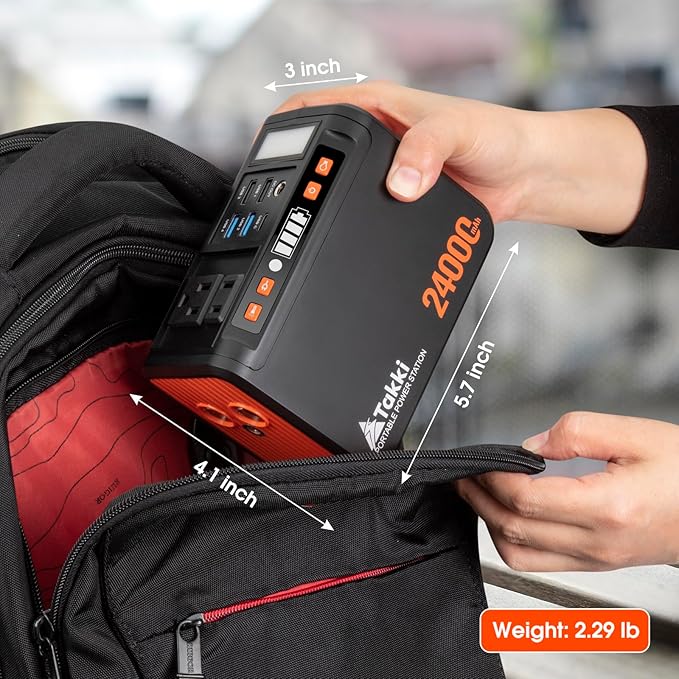 Takki 88.8Wh Portable Power Station Lithium Battery Solar Generator Power Bank with 110V AC Outlet Battery Backup for Camping Home Use Emergency(Solar Panel Optional)