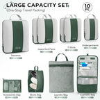 10 Set Compression Packing Cubes for Travel Essentials,Compressible Expandable Packing Cubes for Suitcase,OlarHike Luggage Organizer Bags for Travel,Handy Helper for Organizing Clothes(Dark Green)